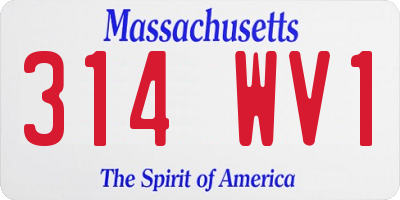 MA license plate 314WV1
