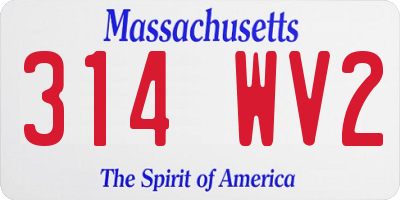 MA license plate 314WV2