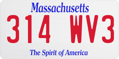 MA license plate 314WV3
