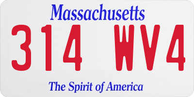 MA license plate 314WV4