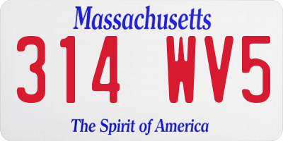 MA license plate 314WV5