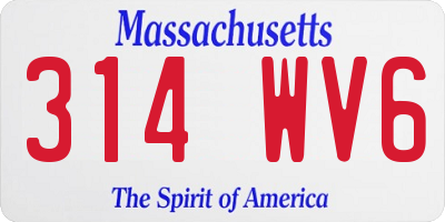 MA license plate 314WV6