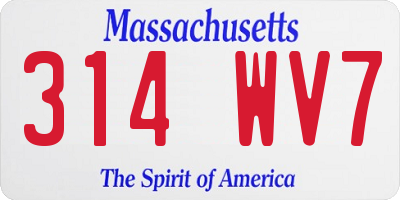 MA license plate 314WV7