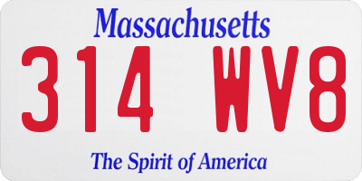 MA license plate 314WV8