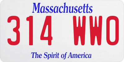 MA license plate 314WW0