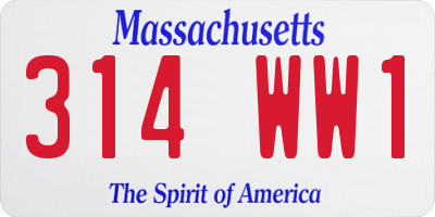 MA license plate 314WW1