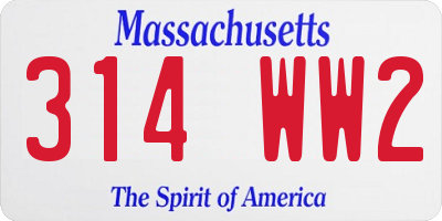 MA license plate 314WW2