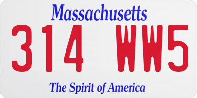 MA license plate 314WW5