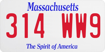MA license plate 314WW9