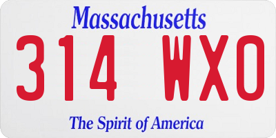 MA license plate 314WX0