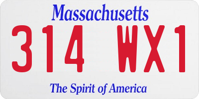 MA license plate 314WX1