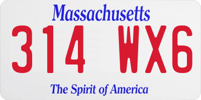 MA license plate 314WX6