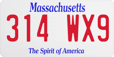 MA license plate 314WX9