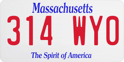 MA license plate 314WY0