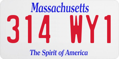 MA license plate 314WY1