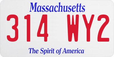 MA license plate 314WY2
