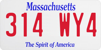 MA license plate 314WY4