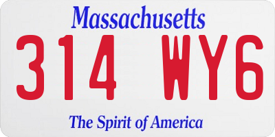 MA license plate 314WY6