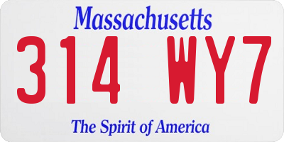 MA license plate 314WY7