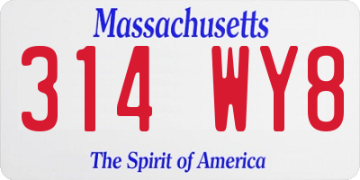 MA license plate 314WY8