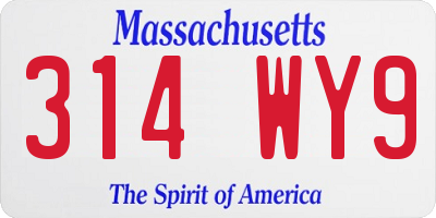 MA license plate 314WY9
