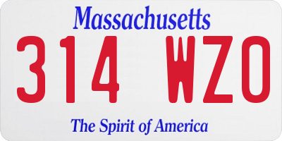 MA license plate 314WZ0