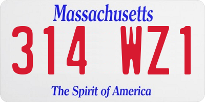 MA license plate 314WZ1