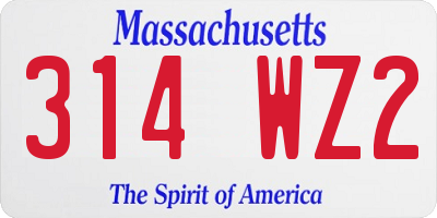 MA license plate 314WZ2