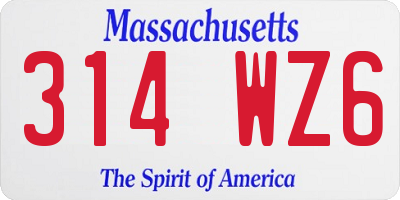 MA license plate 314WZ6