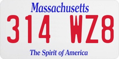 MA license plate 314WZ8