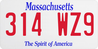 MA license plate 314WZ9