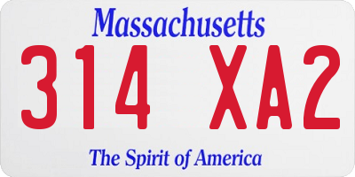 MA license plate 314XA2