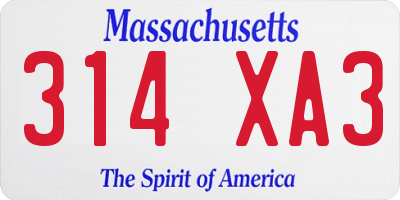 MA license plate 314XA3