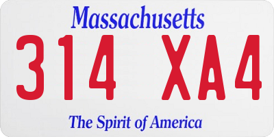 MA license plate 314XA4