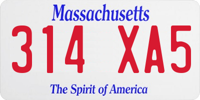 MA license plate 314XA5