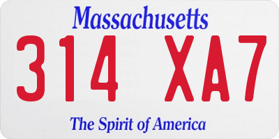 MA license plate 314XA7