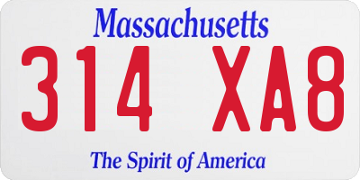 MA license plate 314XA8