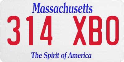 MA license plate 314XB0