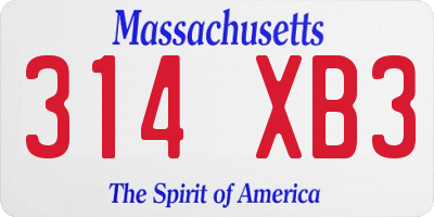 MA license plate 314XB3