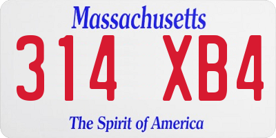 MA license plate 314XB4