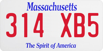 MA license plate 314XB5