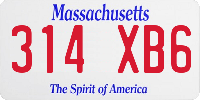 MA license plate 314XB6