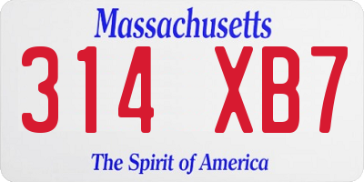 MA license plate 314XB7