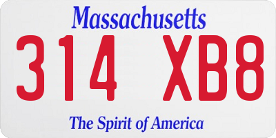MA license plate 314XB8