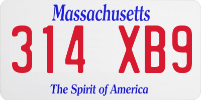 MA license plate 314XB9