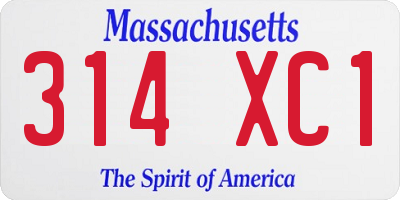 MA license plate 314XC1
