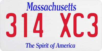 MA license plate 314XC3