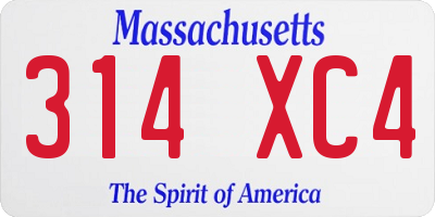 MA license plate 314XC4