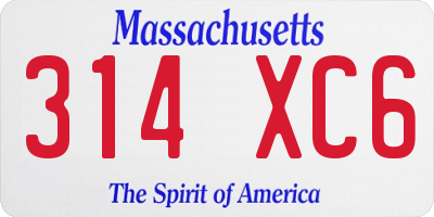 MA license plate 314XC6