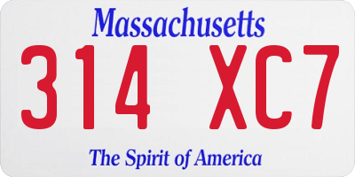 MA license plate 314XC7